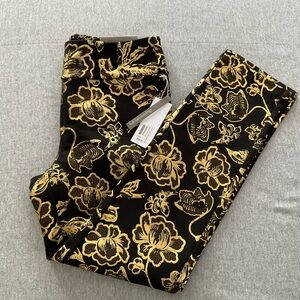 NWT Soft Surroundings Pants Sm Black with Gold Floral